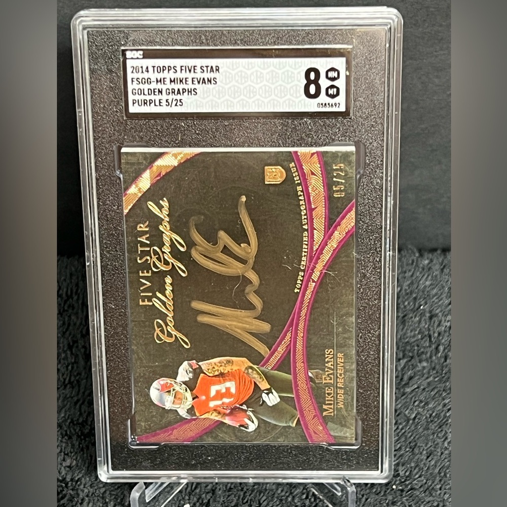 2014 Topps Five Star MIKE EVANS Golden Graphs On Card Rookie Auto 5/25 HOF SGC 8